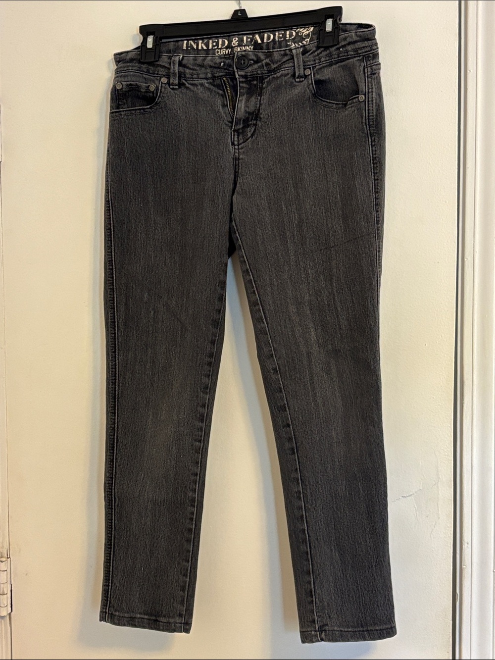 Inked & Faded Women's Black Gray Skinny Jeans